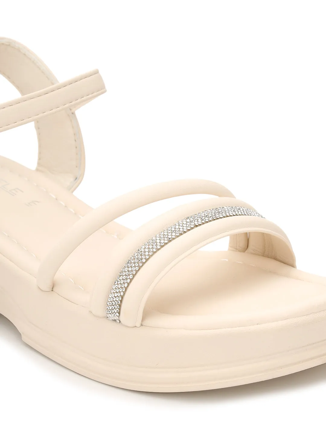 Beige PU Diamond Strap Slip-On Flats (TC-RS3600-BEIG)