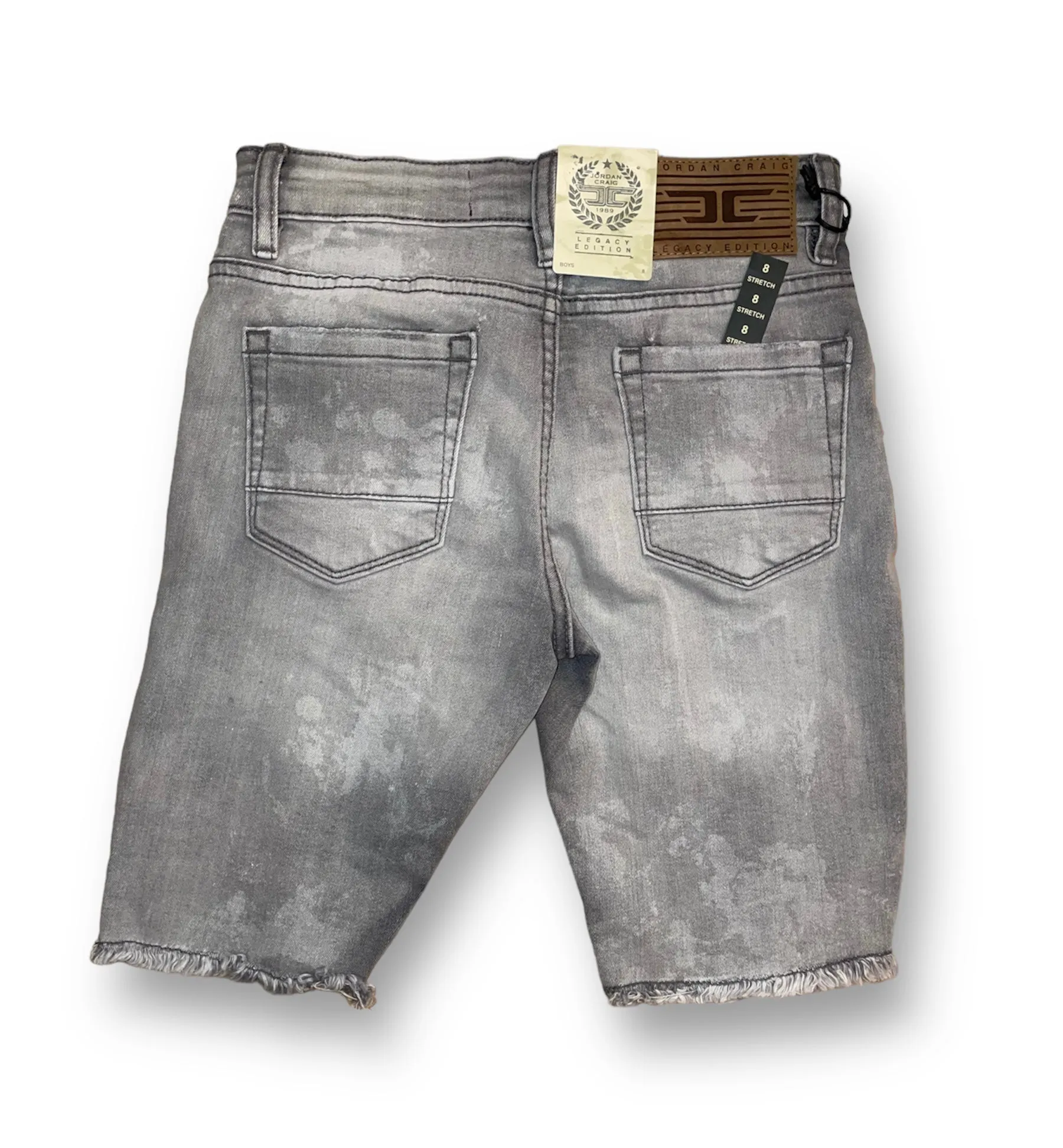 Boy’s Distressed Denim Motto Patched Jean Shorts