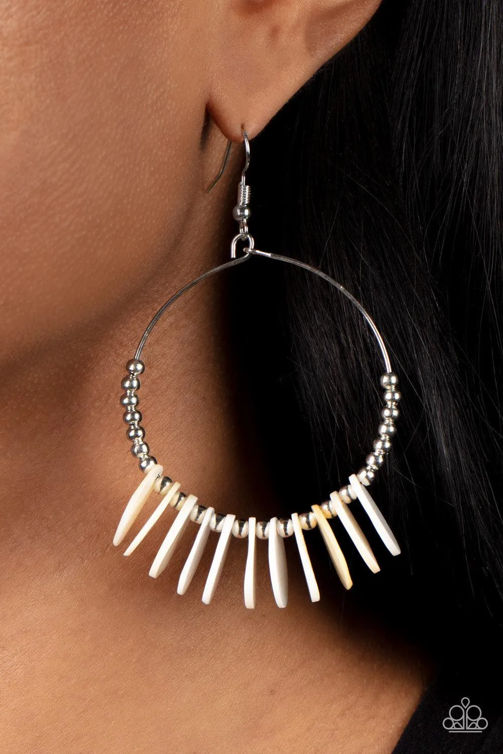 Caribbean Cocktail White Earrings - Paparazzi Accessories