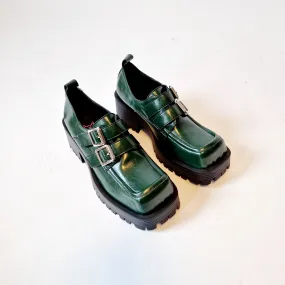 Casual Minimal Goth Dusk Green Chunky Shoes