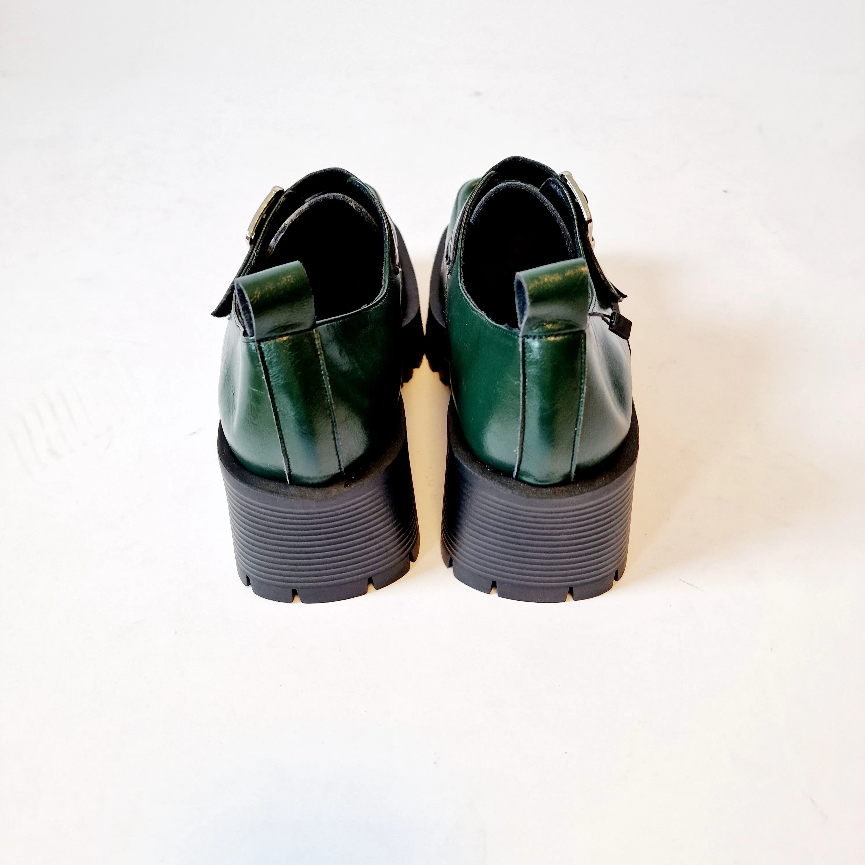 Casual Minimal Goth Dusk Green Chunky Shoes