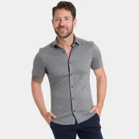 Charcoal Mélange Short Sleeve Performance Stretch Shirt