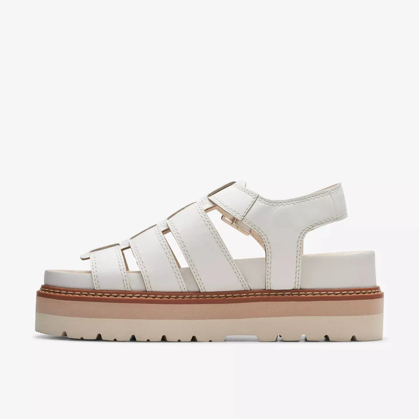 Clarks Orianna Twist Off White Leather Sandals