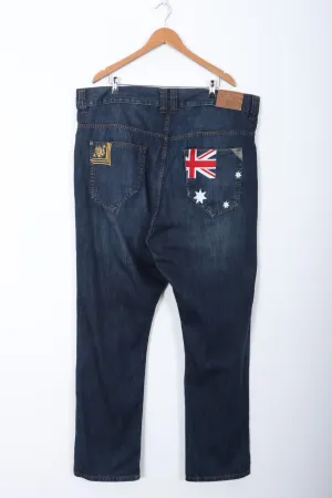 COOGI Australian Flag Embroidered Union Jack Y2K Jeans (46x34)