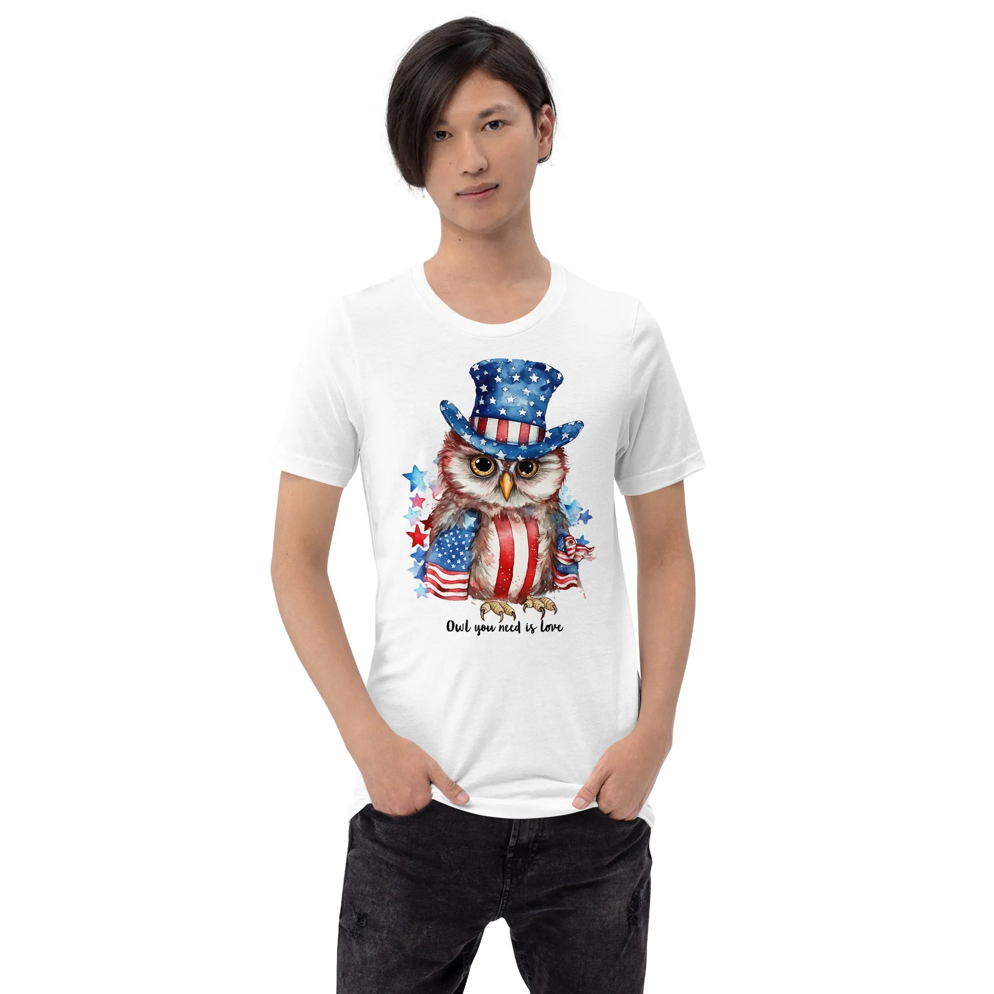 Custom Patriotic Owl For Owl Lovers, Bird Lovers, Night Lovers Tshirt