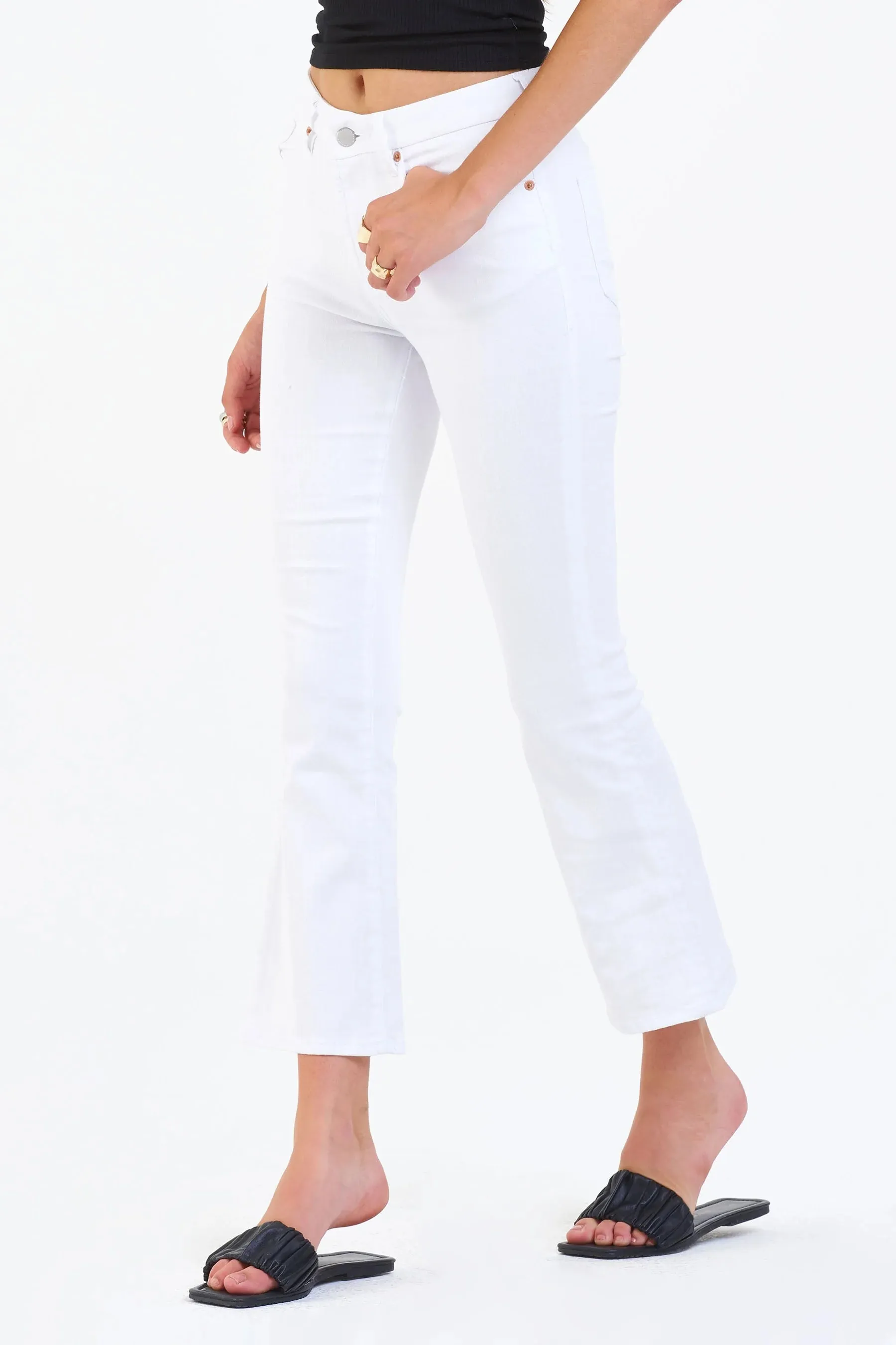 Dear John Denim Jeanne Super High Rise Cropped Flare Jeans Optic White