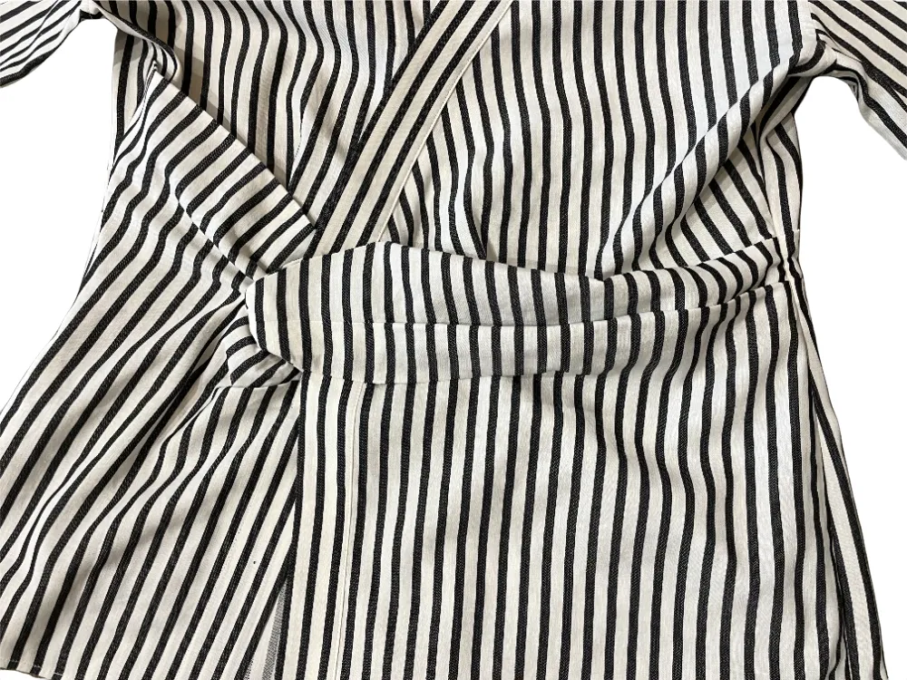 Draped Wrap Shirt - Black and White Stripe