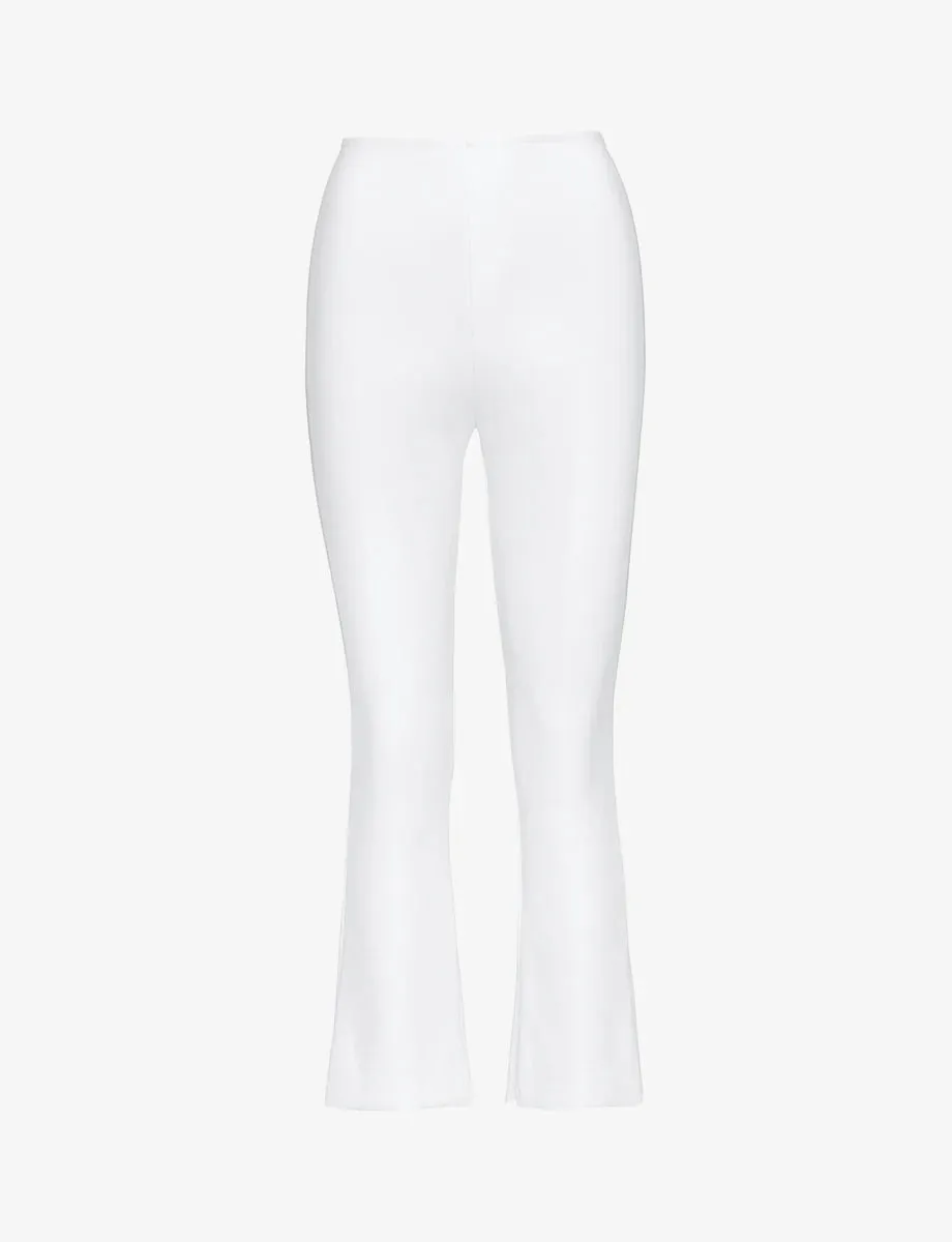 FAUX LEATHER CROP FLARE LEGGING (WHITE) - COMMANDO