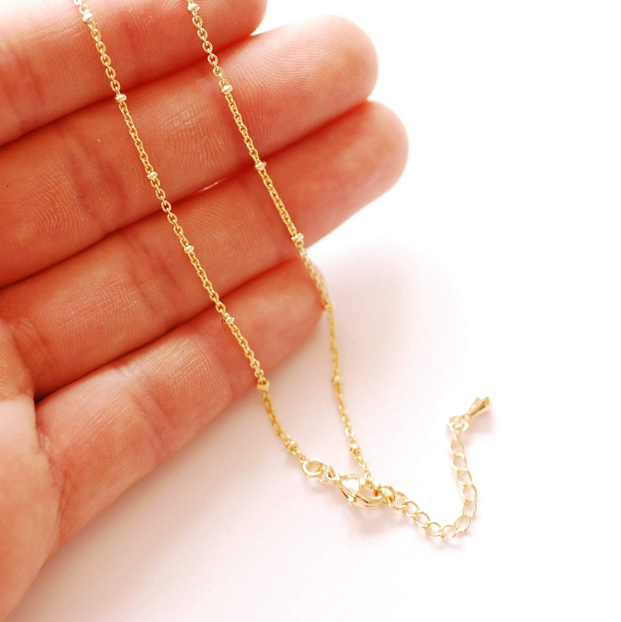 Finished Satellite Cable Chain | 18K Gold Plated over Brass | Ball Bead Curb Cable Chain Wholesale B307