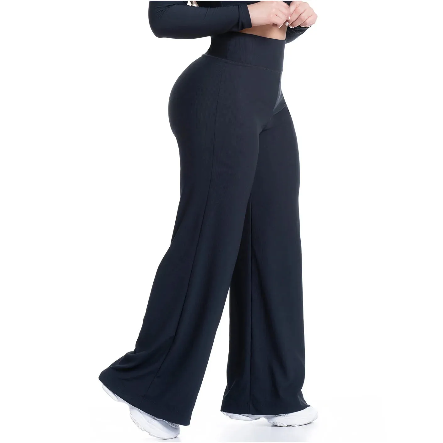 FLEXMEE 950102 | LEGGINGS DE MUJER CON CINTURA ALTA Y CONTROL DE BARRIGA EN TEJIDO ACANALADO