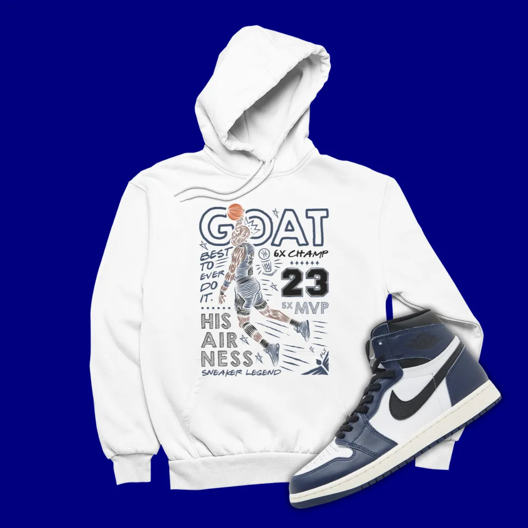 GOAT Hoodie Matching Jordan 1 High OG Midnight Navy