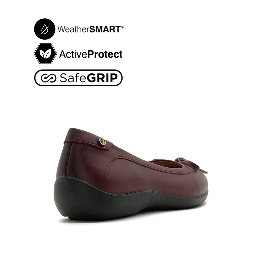 Gracie Slip On Bow Women's Shoes - Burgundy Leather WP