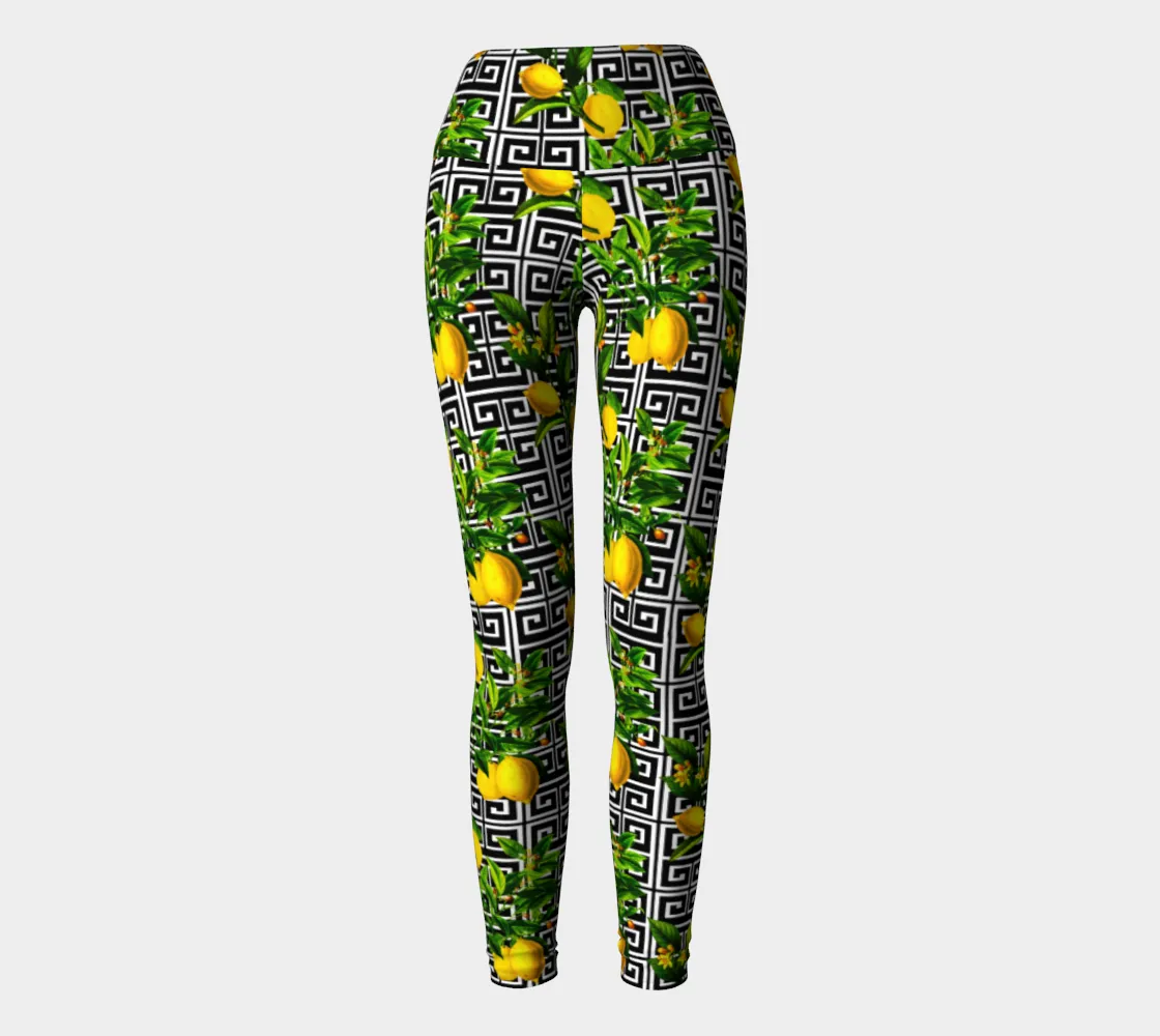 Greek Key Citrus Yoga Leggings