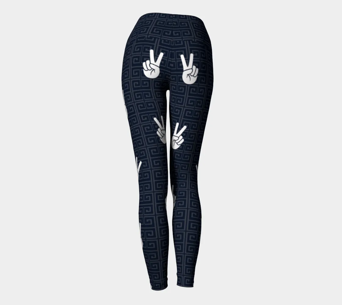 Greek Key Peace Signs Yoga Leggings