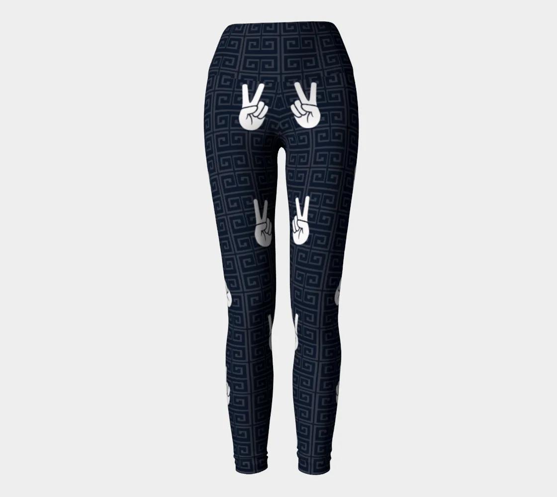 Greek Key Peace Signs Yoga Leggings