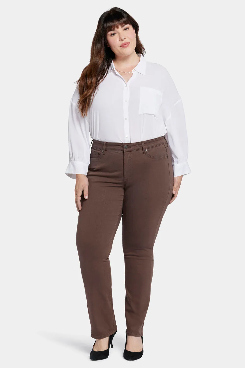 Marilyn Straight Jeans In Plus Size - Coffee Bean