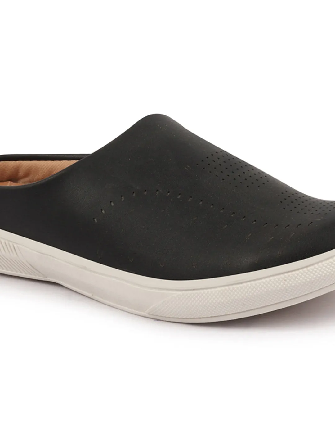 Men Black Back Open Stylish Design Slip On Shoes