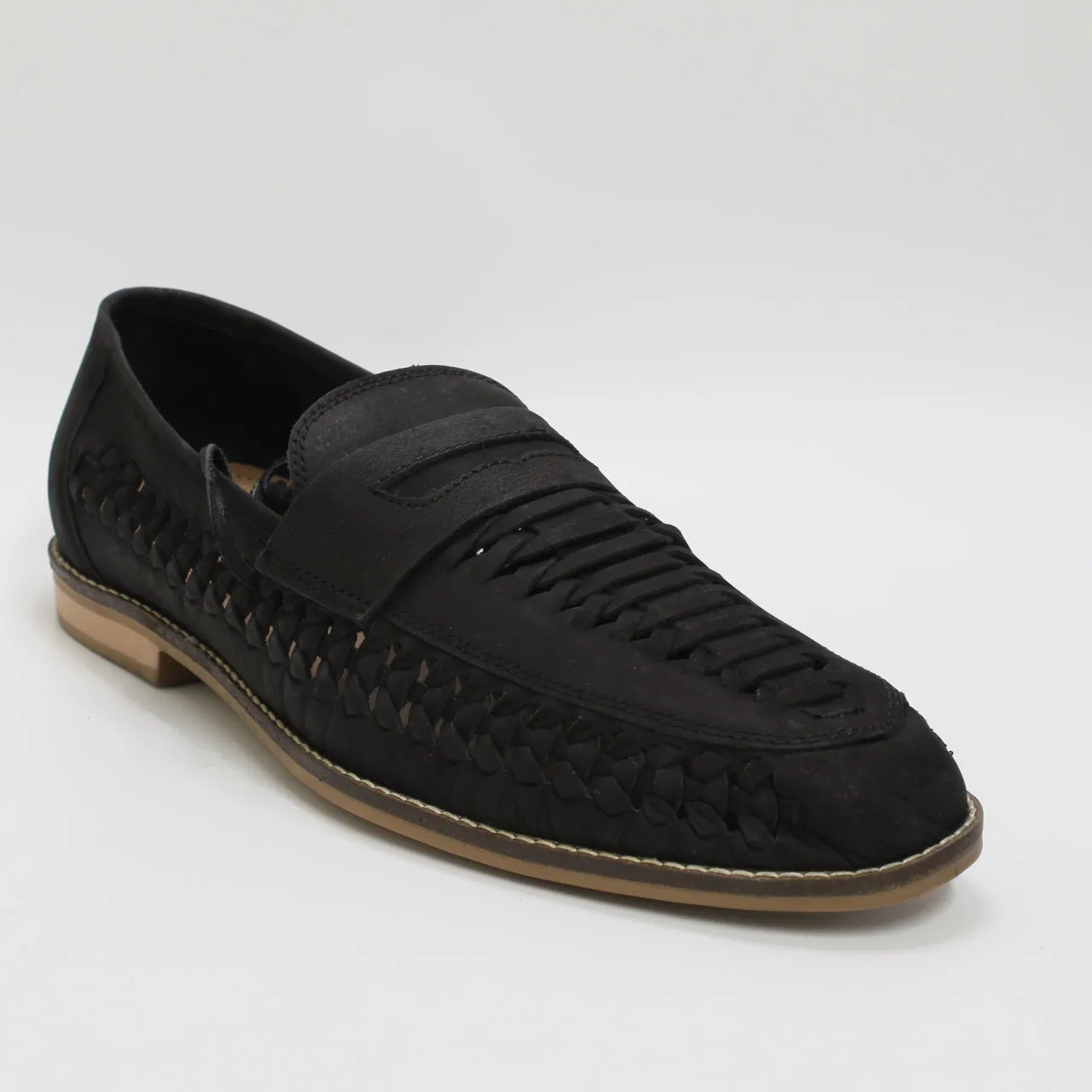 Mens Office Chiswick 2 Woven Saddle Shoes Black Nubuck