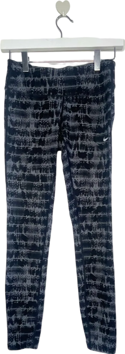 Nike Black and White Printed Training Leggings UK XS