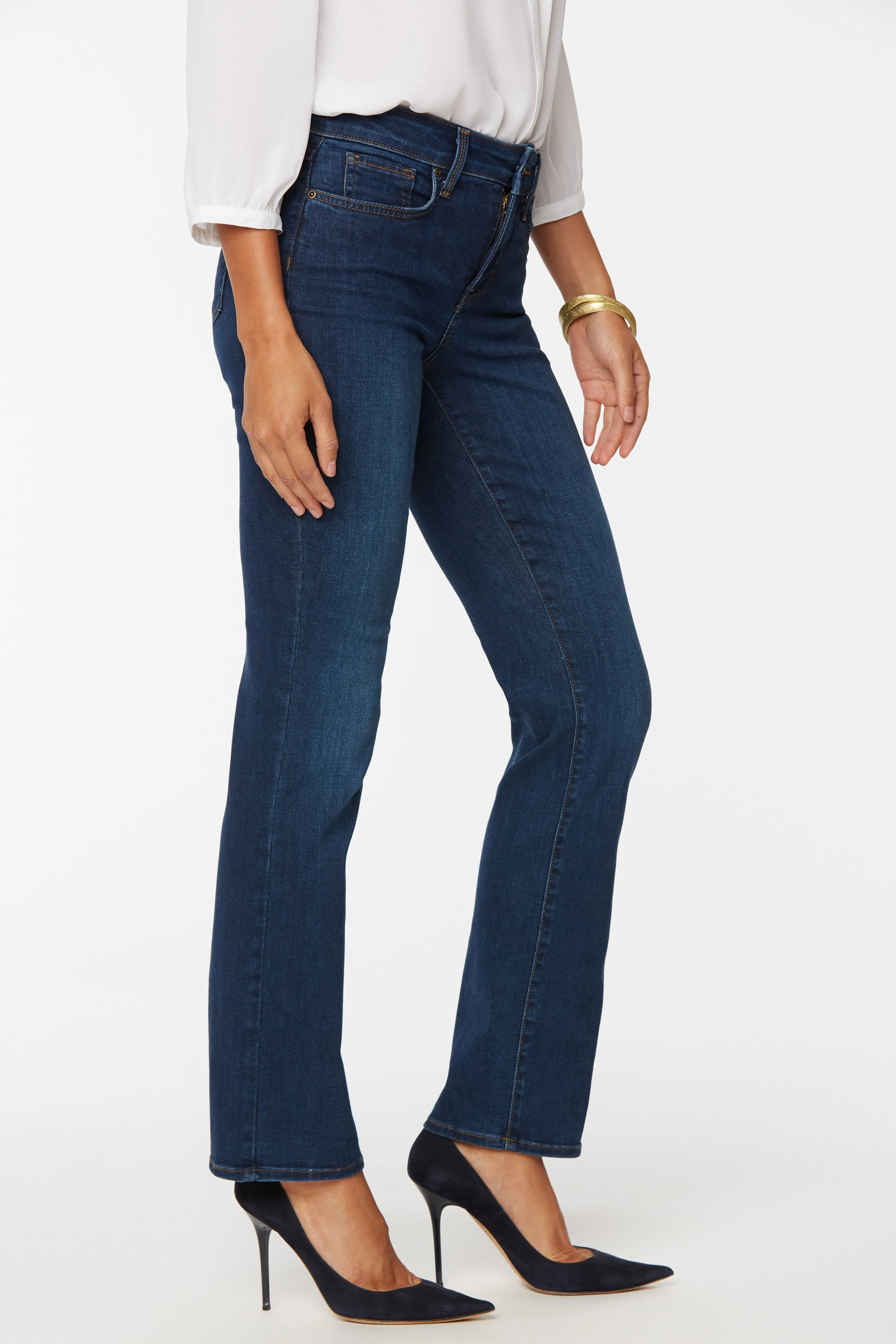 NYDJ Marilyn straight PETITE jeans (mid-rise, zip) 4 washes