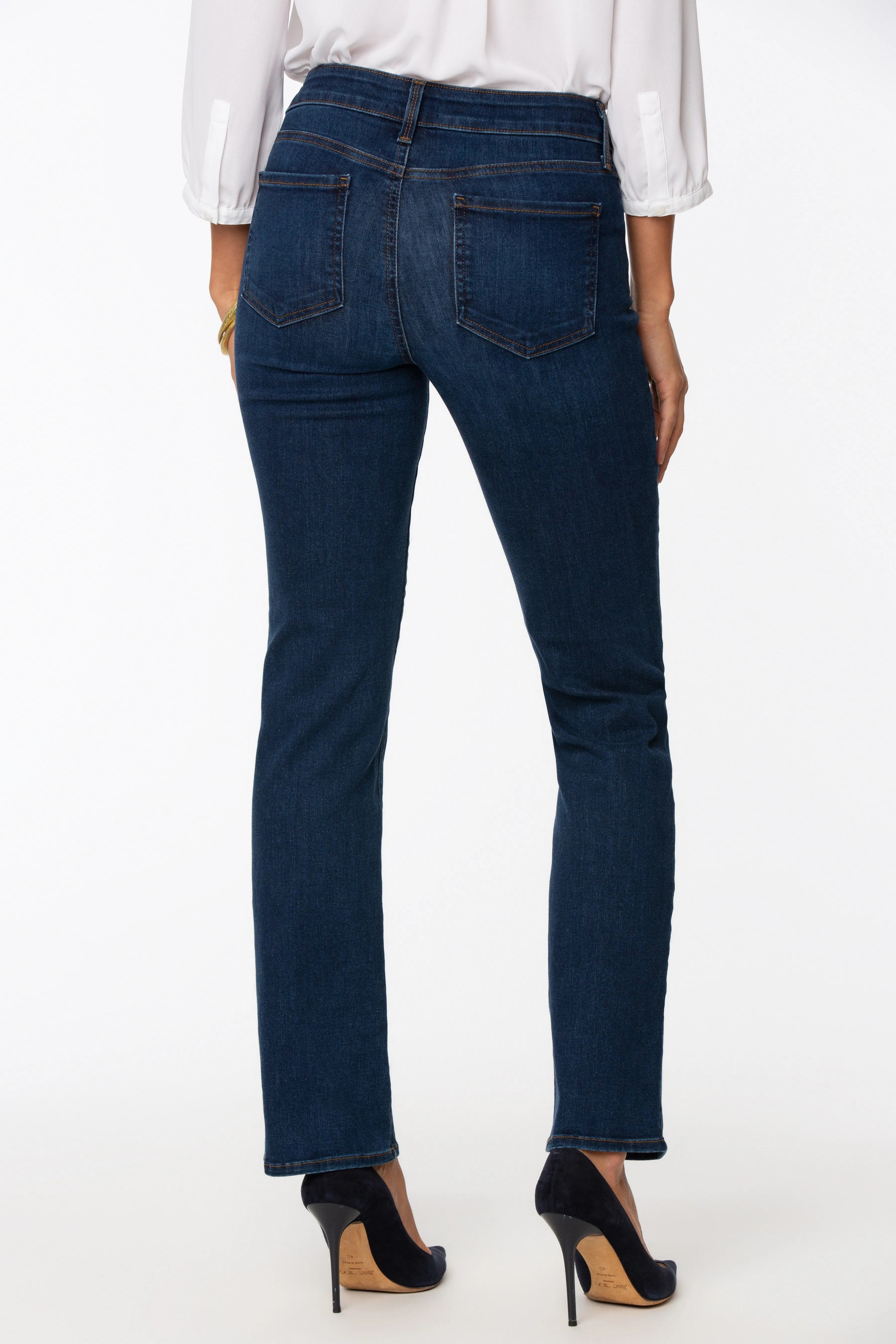 NYDJ Marilyn straight PETITE jeans (mid-rise, zip) 4 washes