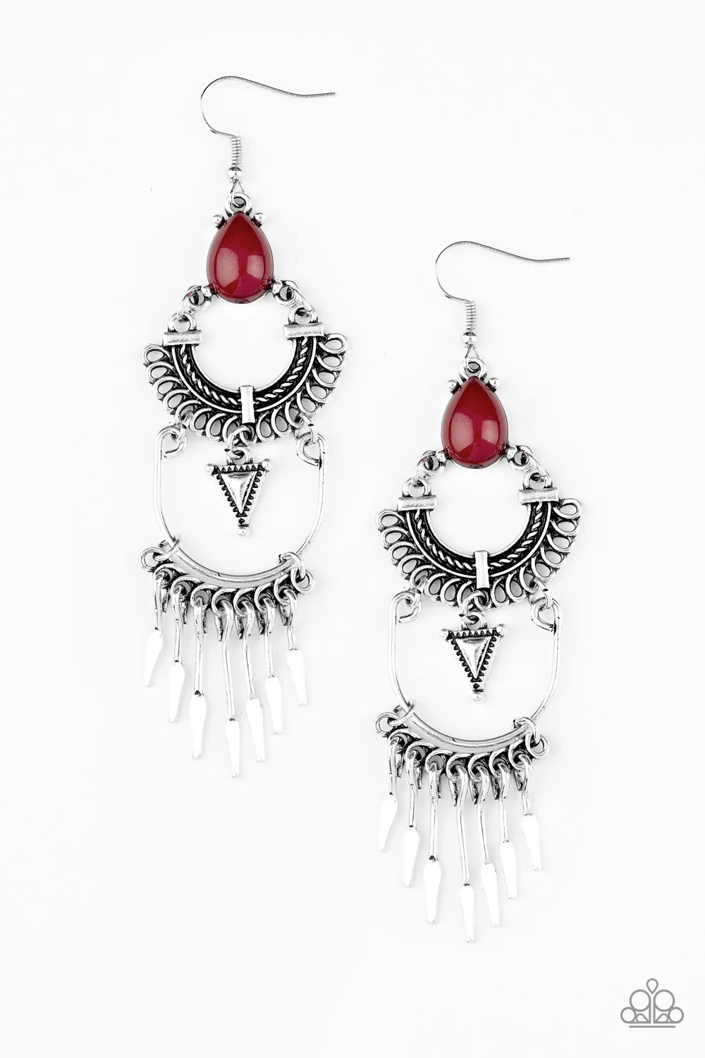 Paparazzi Accessories - Progressively Pioneer - Red Earrings