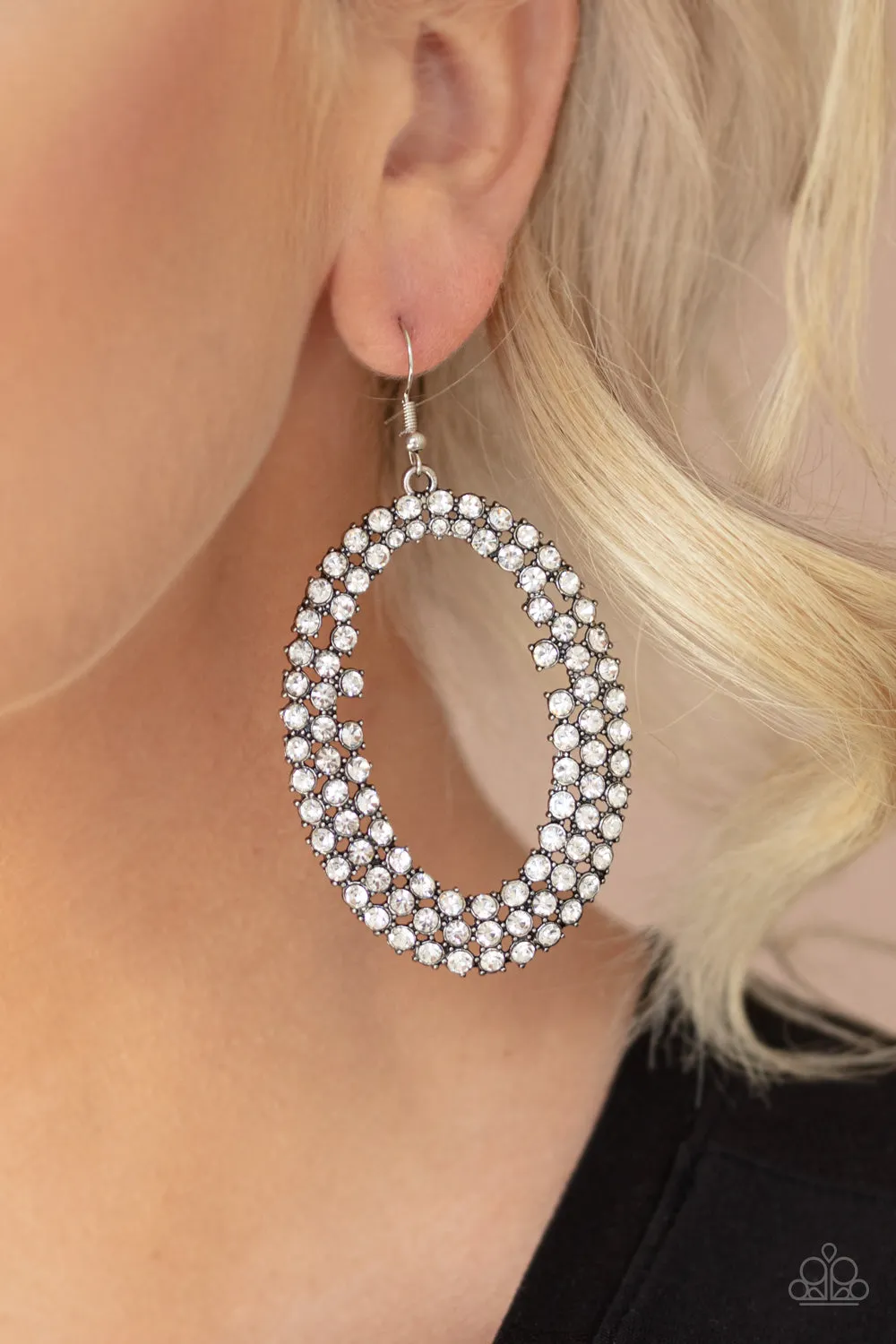 Paparazzi Accessories - Radical Razzle - White Rhinestone Earrings