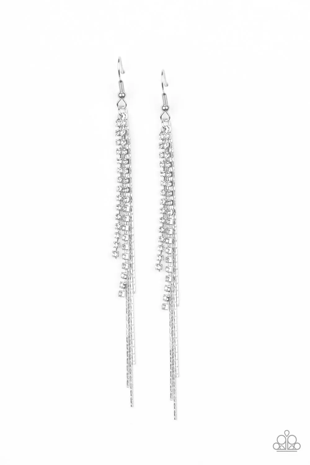 Paparazzi Accessories - REIGN Check - White Rhinestone Earrings