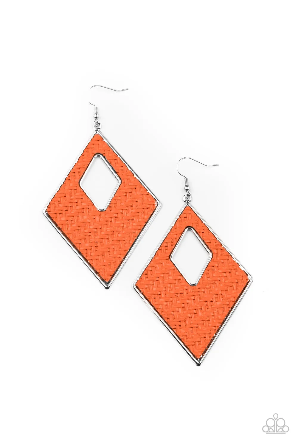 Paparazzi Accessories - Woven Wanderer - Orange Earrings