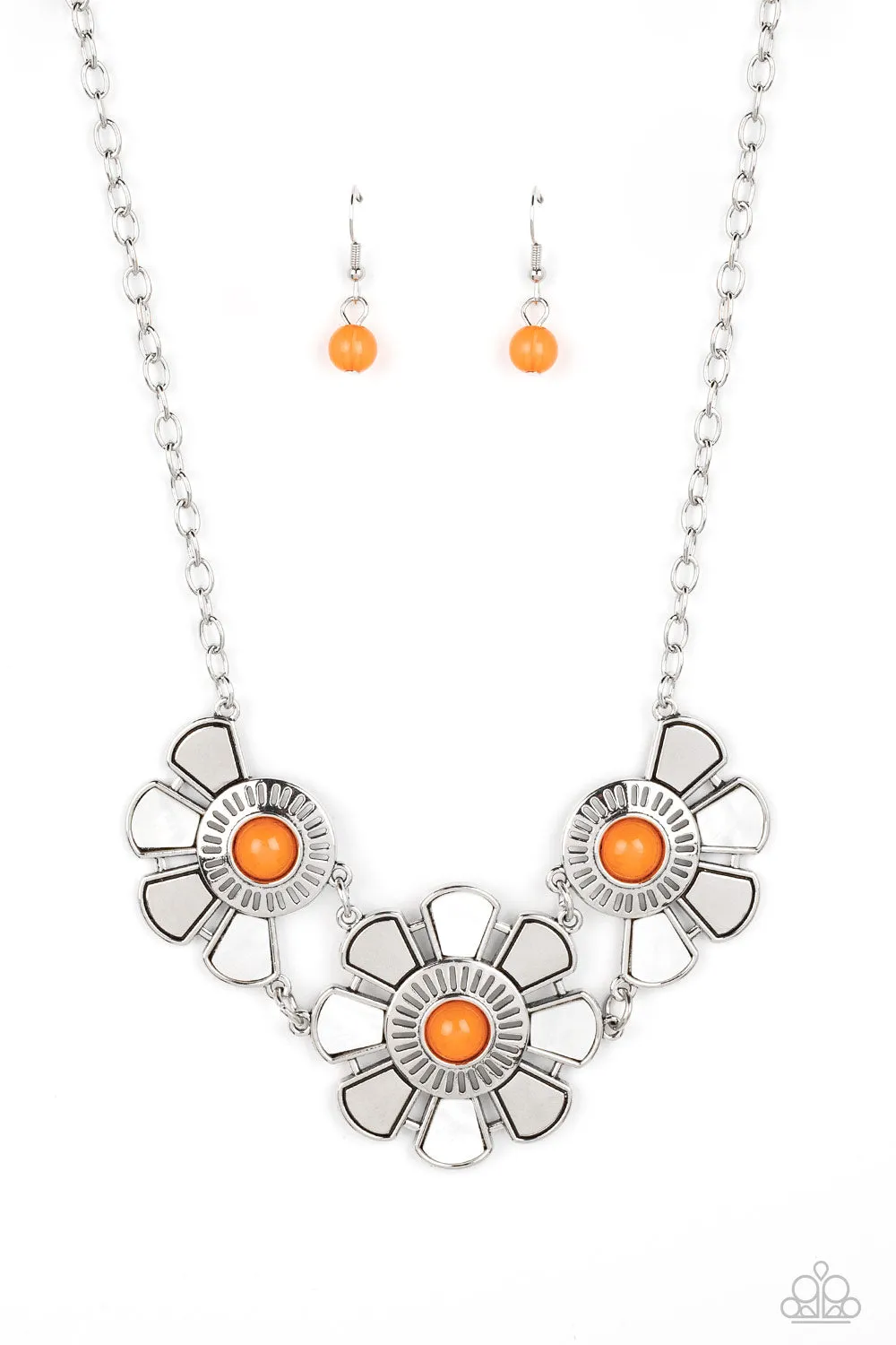 Paparazzi Aquatic Garden - Orange Floral Necklace