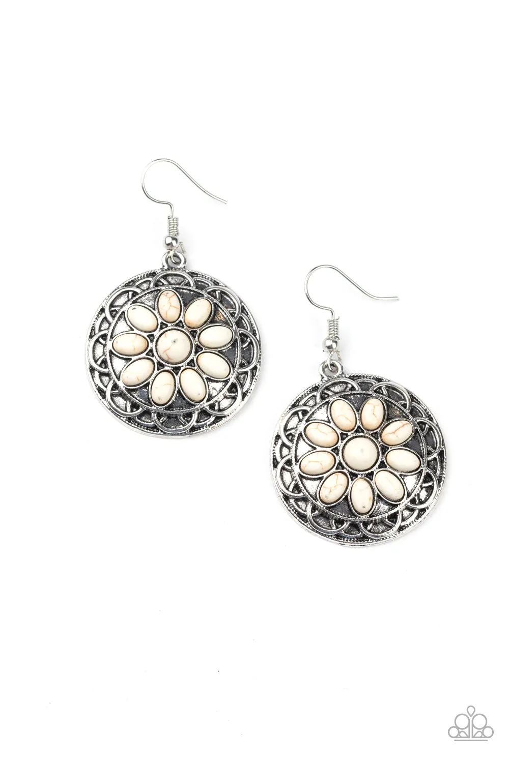 Paparazzi Mesa Oasis - White Stone Earrings