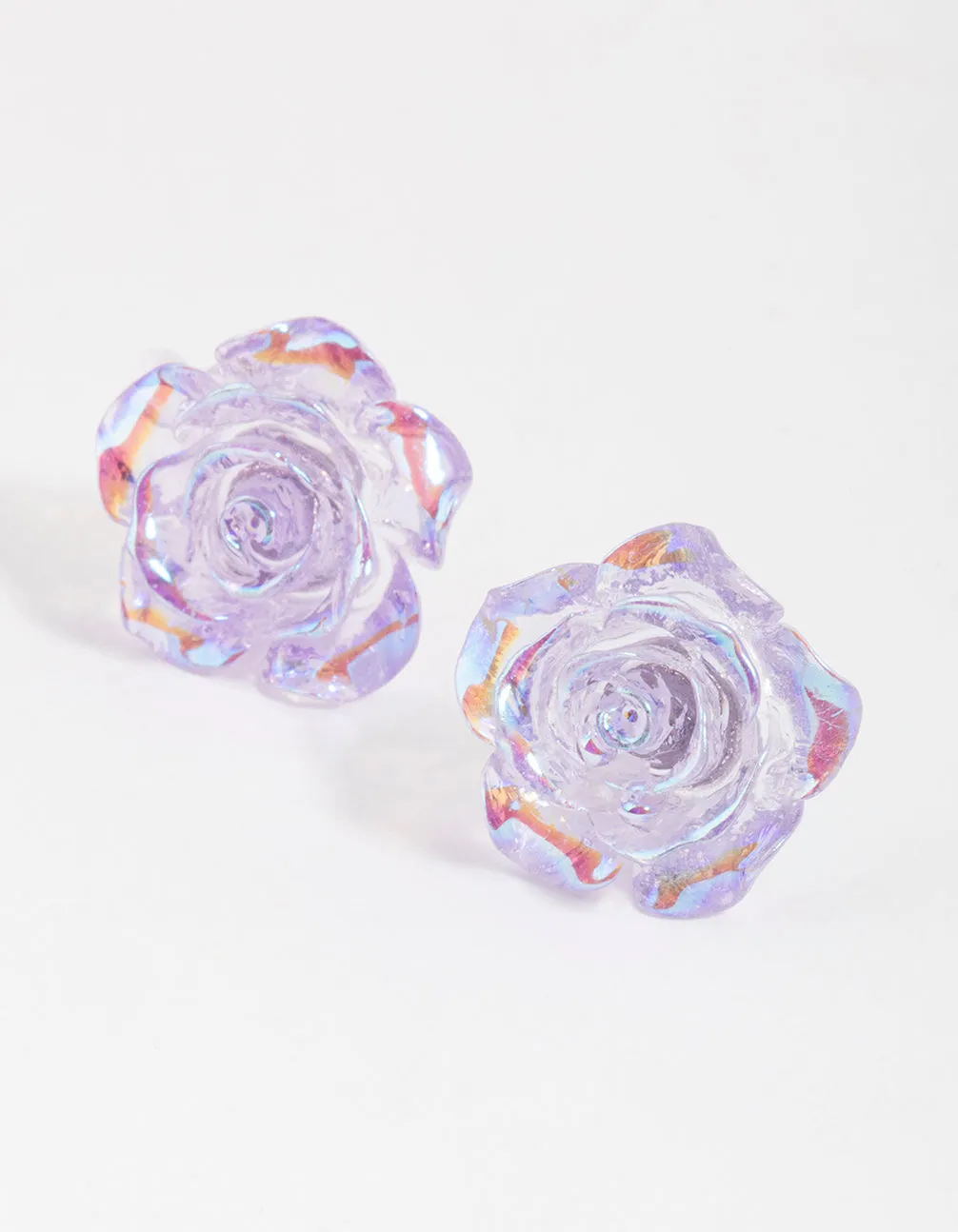 Plastic Lilac Rose Bloom Stud Earirngs