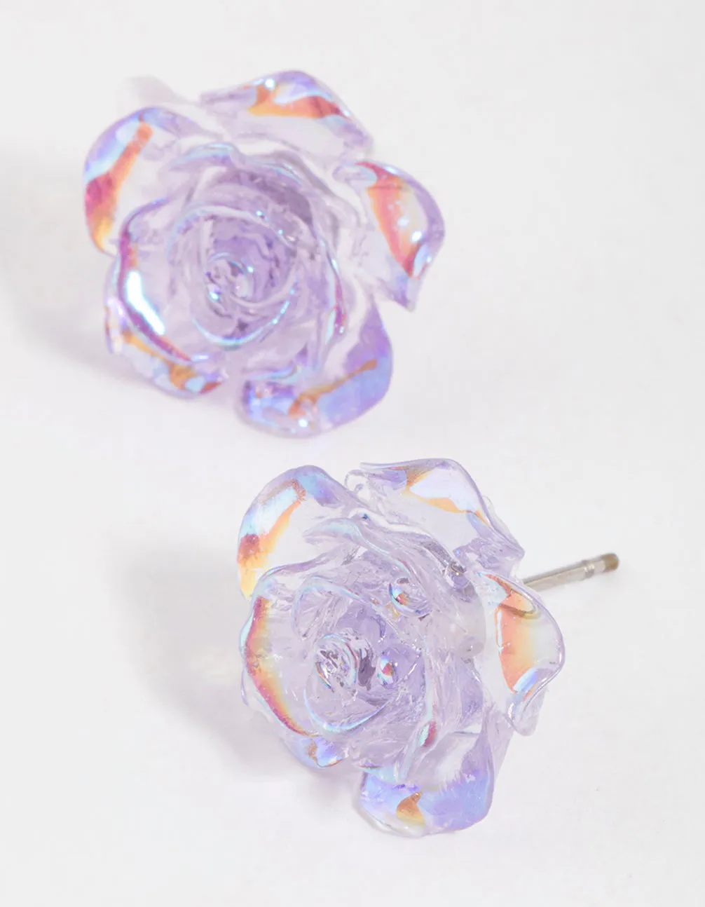 Plastic Lilac Rose Bloom Stud Earirngs