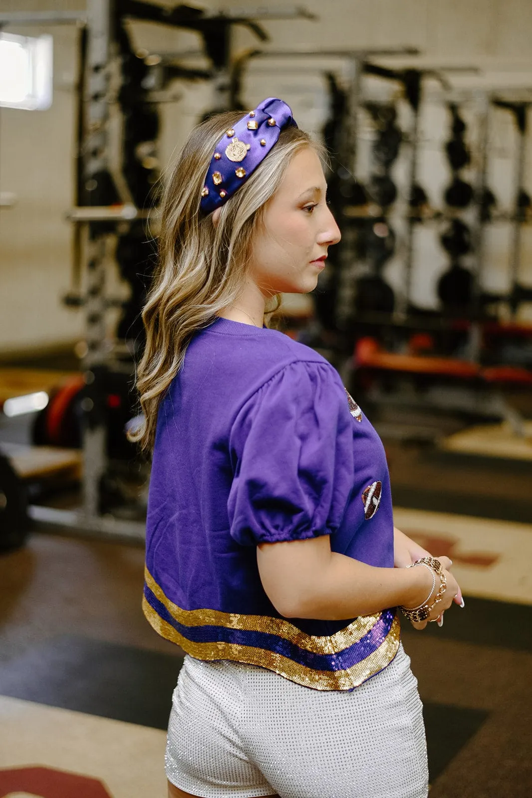 Purple LSU Tiger Jewel Headband