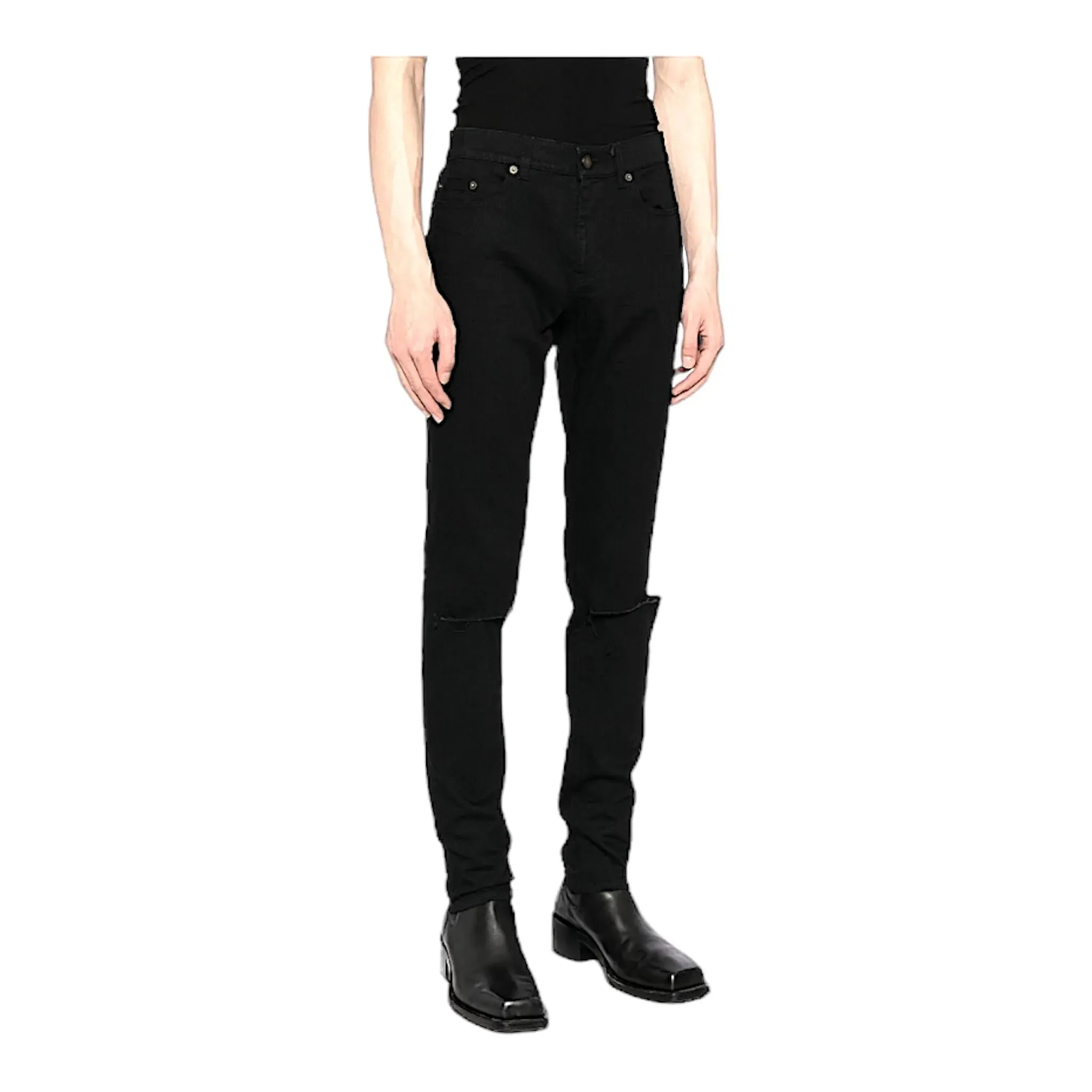 Saint Laurent Slash Knee Skinny Jeans