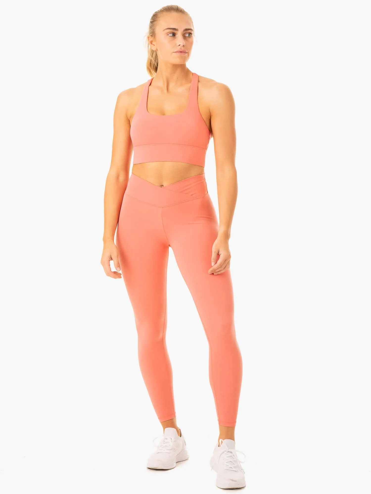 Serene Cross Over Scrunch Leggings - Rose Pink