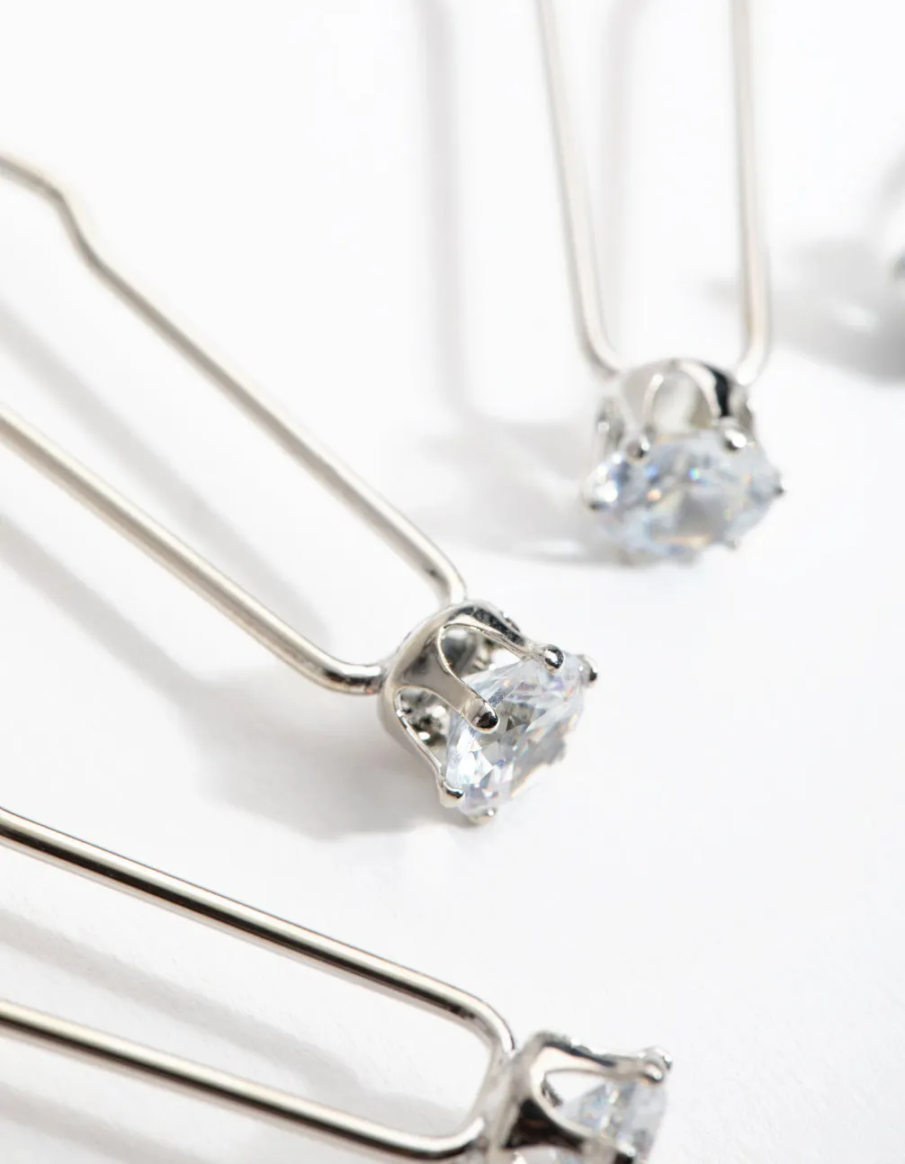 Silver Cubic Zirconia Crystal 4-Pack Hair Pins