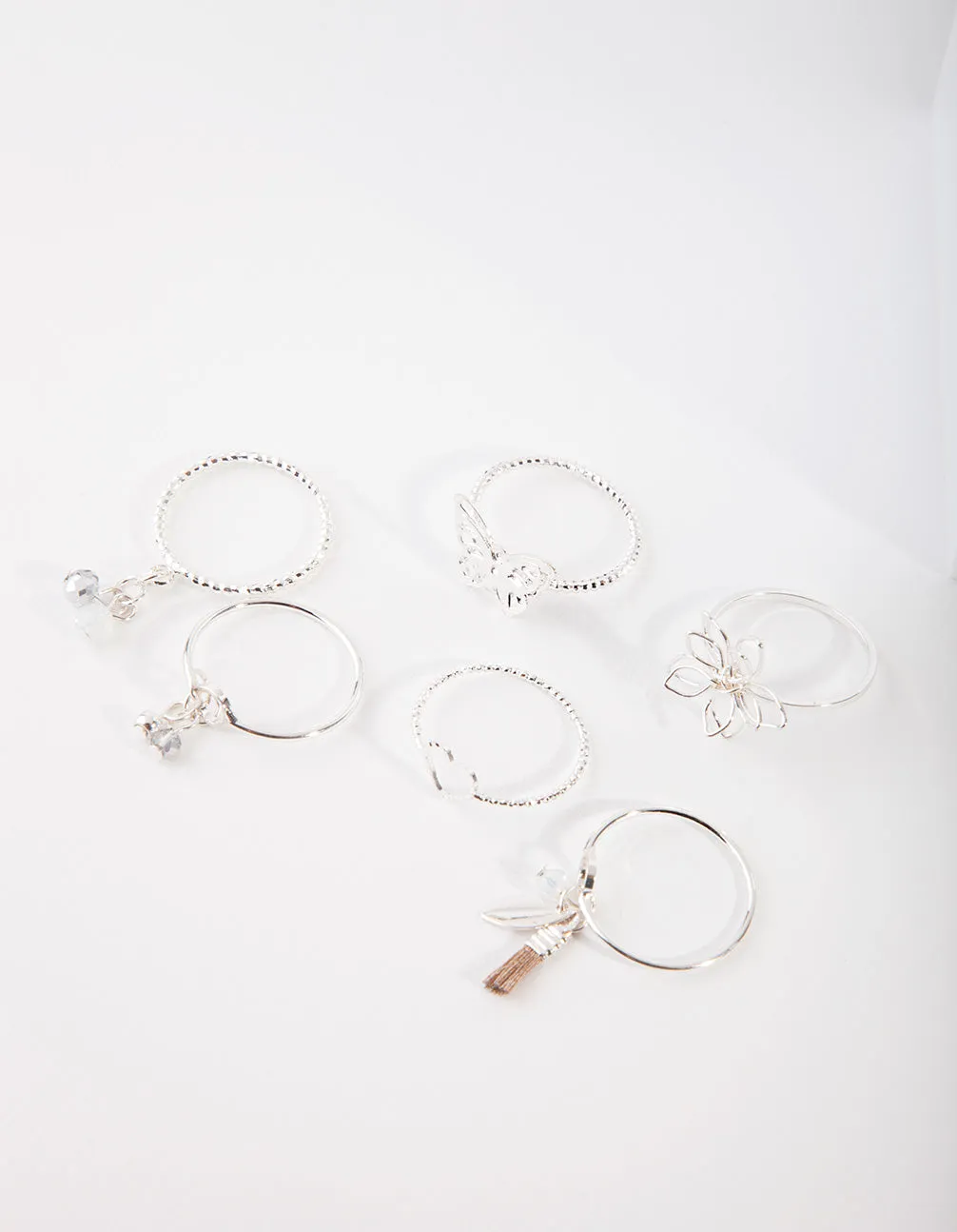 Silver Nature Motif Ring Pack