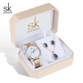 Sk Jewelry Lady Set _ (Watch, Necklace & Earrings)