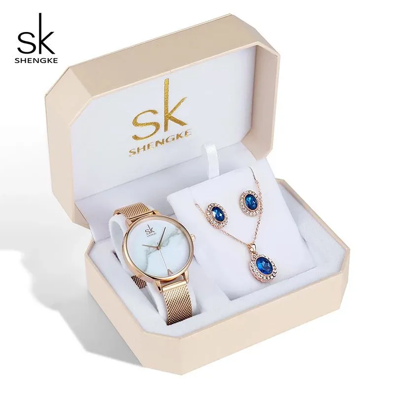 Sk Jewelry Lady Set _ (Watch, Necklace & Earrings)