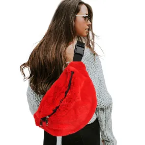 Solid Faux Fur Sling Bag