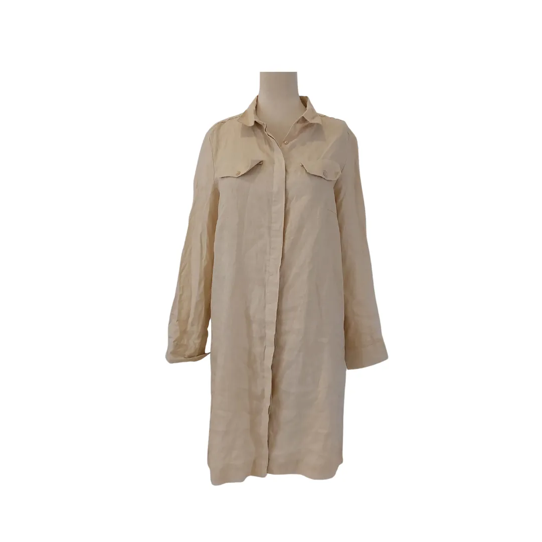 Splash Beige Linen Long Collared Shirt | Brand New |