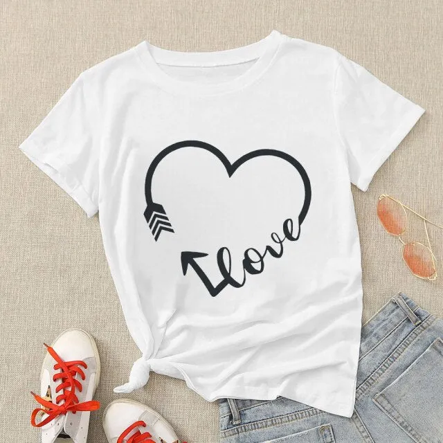 Summer leopard print/plaid heart women's T-shirt