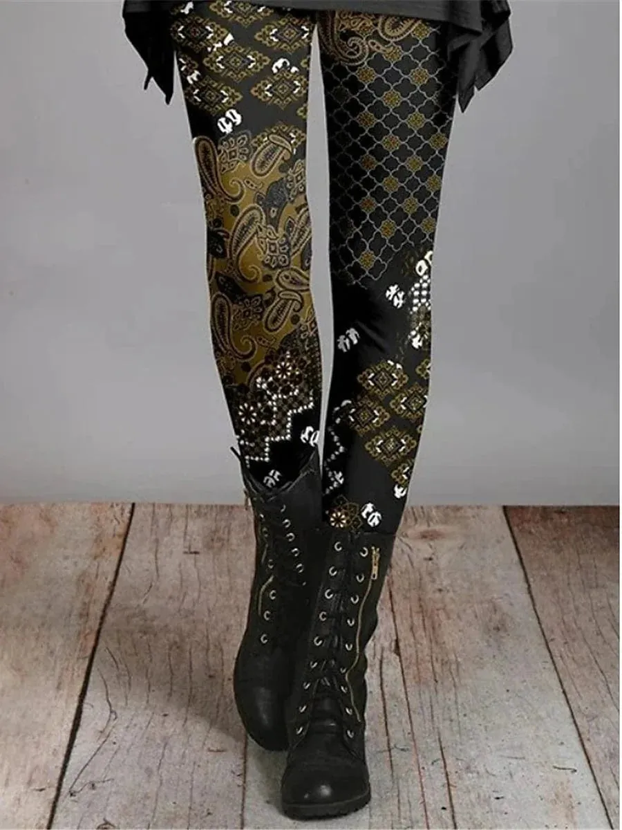 Vintage Ethnic Style Women's Full-Length Printed Leggings