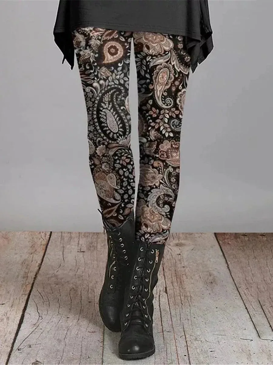 Vintage Ethnic Style Women's Full-Length Printed Leggings