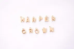 Wholesale A-Z Letter Charms - 16k Gold Plated over Brass Gold Upper Case Letters Alphabet Bulk for Bracelet Necklaces HarperCrown B162