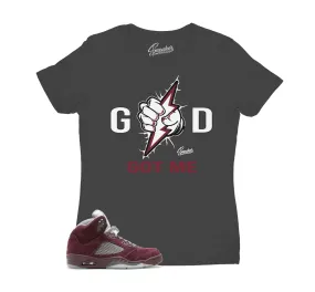 Womens - Burgundy 5 God Got Me Shirt